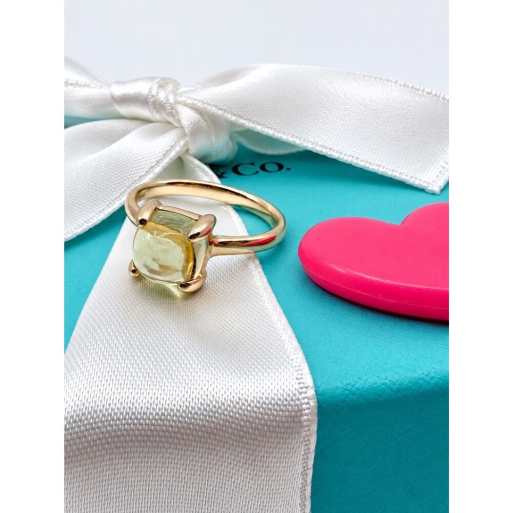 EXT RARE Tiffany & Co. 18k Lemon Quartz Paloma Picasso Sugar Stacks Ring, Sz 5 - Picture 4 of 6